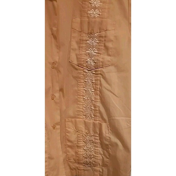 Haband Mens Button Up Shirt Yellow Embroidered Large - Picture 4 of 12